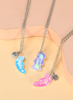 其他合金十字链女生海豚项链饰品