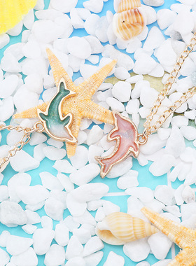 合金十字链女闺蜜卡通小海豚项链