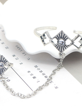 欧美创意潮流指环手链一体女饰品