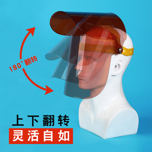电焊面罩氩弧焊工打磨防尘防烤脸全脸部防护全透明茶色头戴式面罩 - 图2
