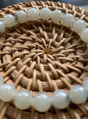 【水墨画】新疆和田玉青花籽料手链8mm点墨小精品手串特价款 特色