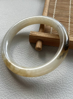 【梦幻】和田玉手镯 特色俄料手镯 复古圆条手镯 54MM 天然三色镯