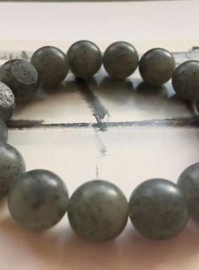 【泼墨】新疆和田玉籽料手链青花籽料12mm圆珠聚宝盆带皮手链