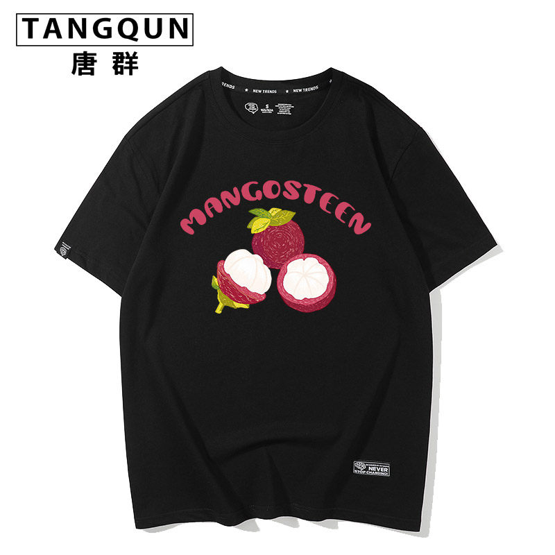夏季小清新水果火龙果山竹图案t恤 唐群T恤