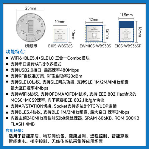 海思星闪WiFi6BLE5.4/5.2三合一2.4G无线模块Combo模组开发SLE1.0 - 图0