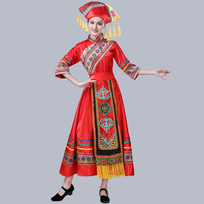 劲以旗舰店新款刺绣广西壮族服装女壮族舞蹈表演服少数民族服装女壮族演出服1