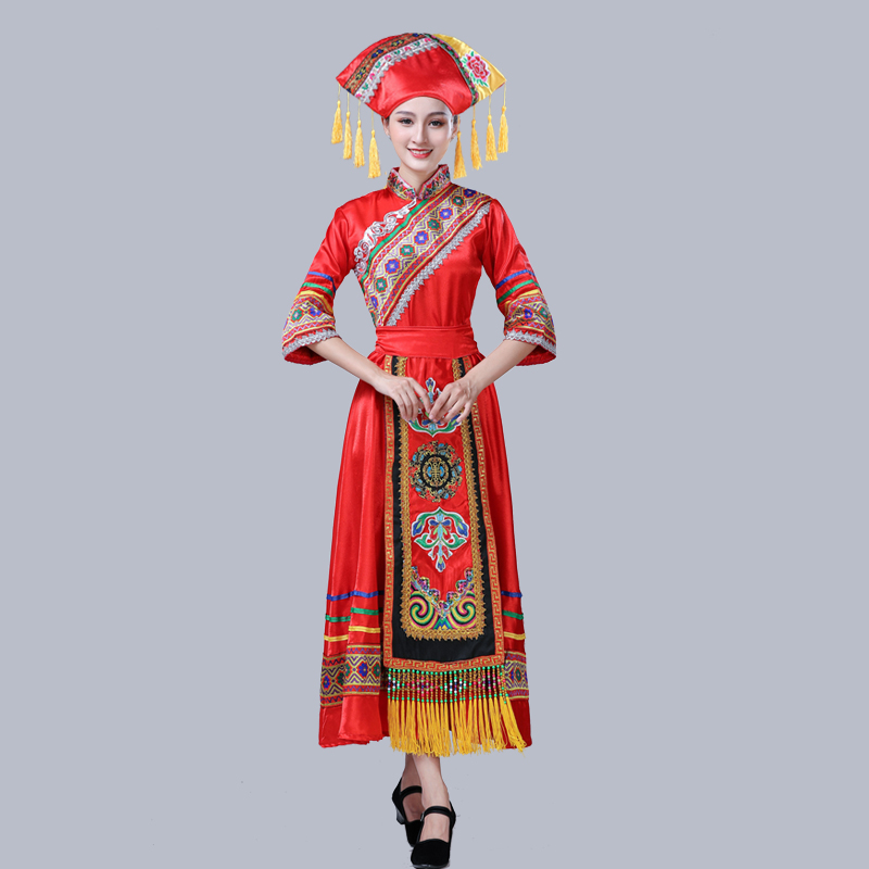 劲以旗舰店新款刺绣广西壮族服装女壮族舞蹈表演服少数民族服装女壮族演出服3