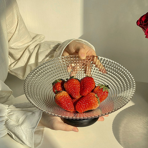 玻璃水果盘客厅茶几家用轻奢高档前台糖果托盘坚果干果零食摆放盘 - 图1