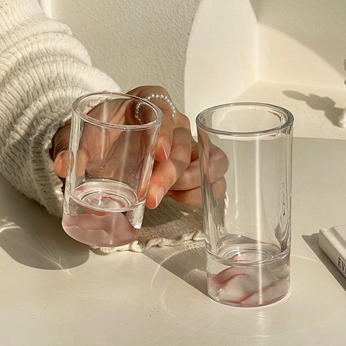 粉色观山白酒杯套装家用轻奢高档一两二两小酒杯一口杯烧酒杯酒具 - 图2