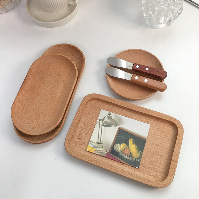 ins木盘子木托盘长方形圆盘茶盘 日式餐盘家庭用客厅咖啡甜品盘子 - 图2