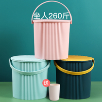 Bath tub Stool Plastic Thickened sitting Kindergarten Home Bathroom Hand laundry containing bucket with cover fishing bucket