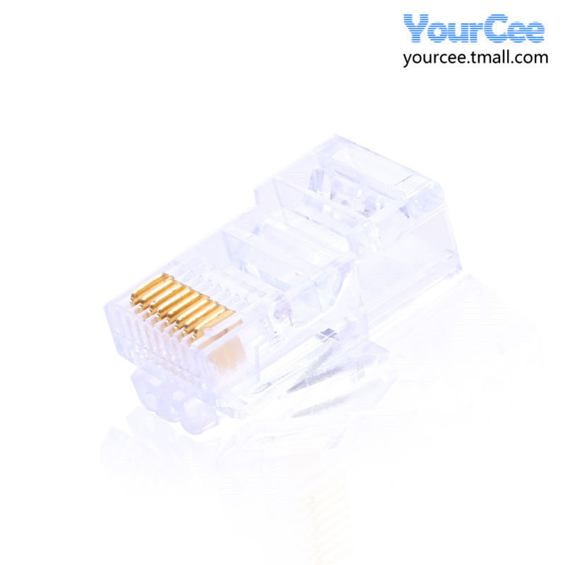 RJ11/RJ45 电话水晶头 四芯4P 8P 电话水晶头 2-4芯线通用 - 图1