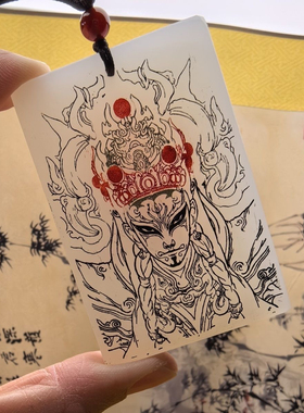 白玉白鹤童子平安雕刻手工无事牌项链吊坠国风护身招财保平安定制