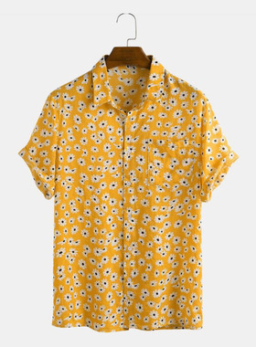 2025 short sleeved shirt men's casual shirt