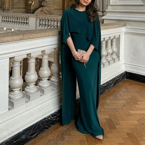 欧美高级礼服修身轻奢性感披肩包臀连衣裙 Women evening dress - 图0