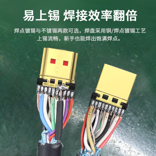HDMI2.0高清焊接头电脑电视机投影仪显示器连接头4K高清线接插头 - 图2