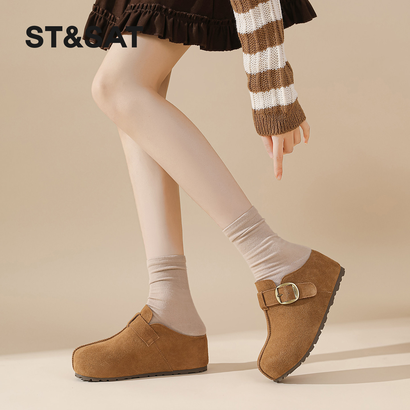 星期六内增高勃肯包头半拖鞋女款春季外穿复古穆勒一脚蹬懒人单鞋,淘宝优惠券,粉丝福利购,淘宝优惠卷