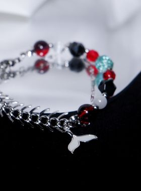 KITTO|【浊心斯卡蒂】明日方舟同人印象黑曜石钛钢小众手链