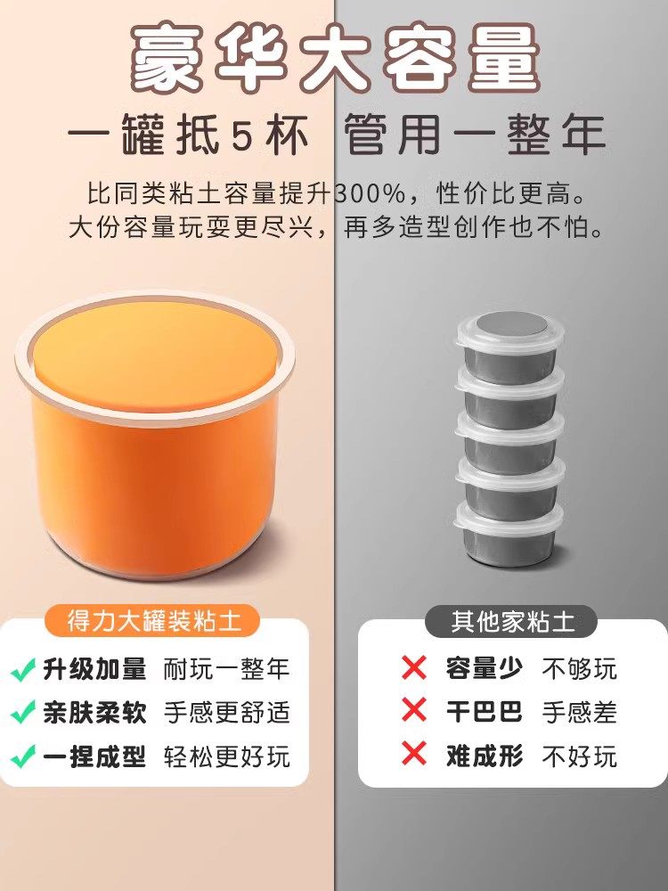 得力大容量粘土儿童橡皮泥50g超轻黏土幼儿园宝宝彩泥套装带收纳盒无毒食品级手工玩具中小学生DIY橡皮泥工具,淘宝优惠券,粉丝福利购,淘宝优惠卷