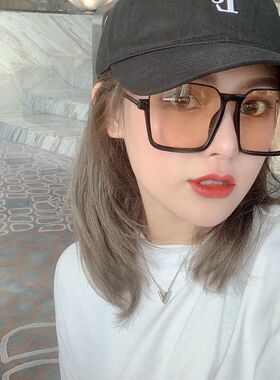 方形黑框茶色墨镜女夏防晒网红拍