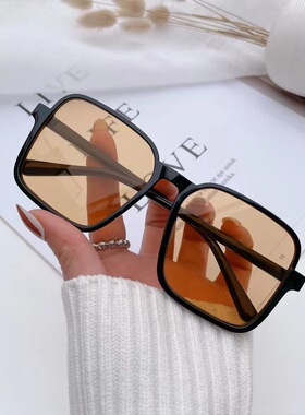 茶色墨镜女高级感ins风复古大框