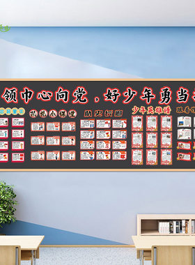 小学建队日主题黑板报六知六会红领巾心向党队礼少年英雄谱墙贴