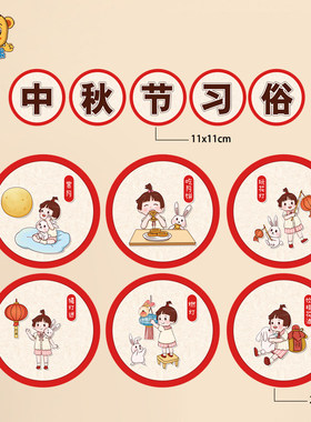 幼儿园中国传统节日主题环创中秋节的习俗赏月吃月饼玩花灯猜灯谜