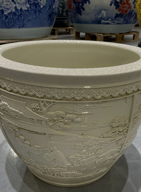 景德镇陶瓷金鱼缸现代简约摆件