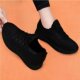 Pure black mesh breathable soft sole casual shoes