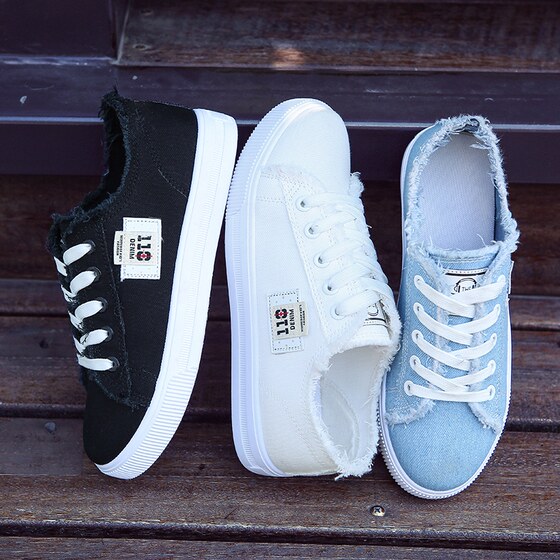 Students' casual white canvas shoes all-match flat soles