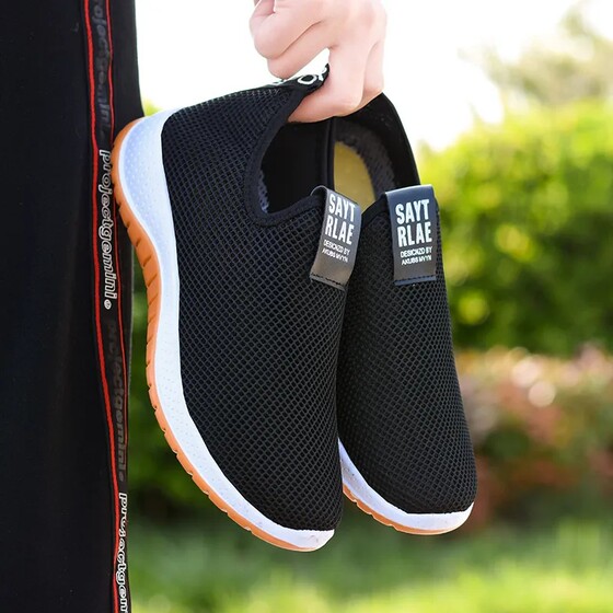 Old Beijing cloth shoes, flat casual shoes, slip-on mesh shoes