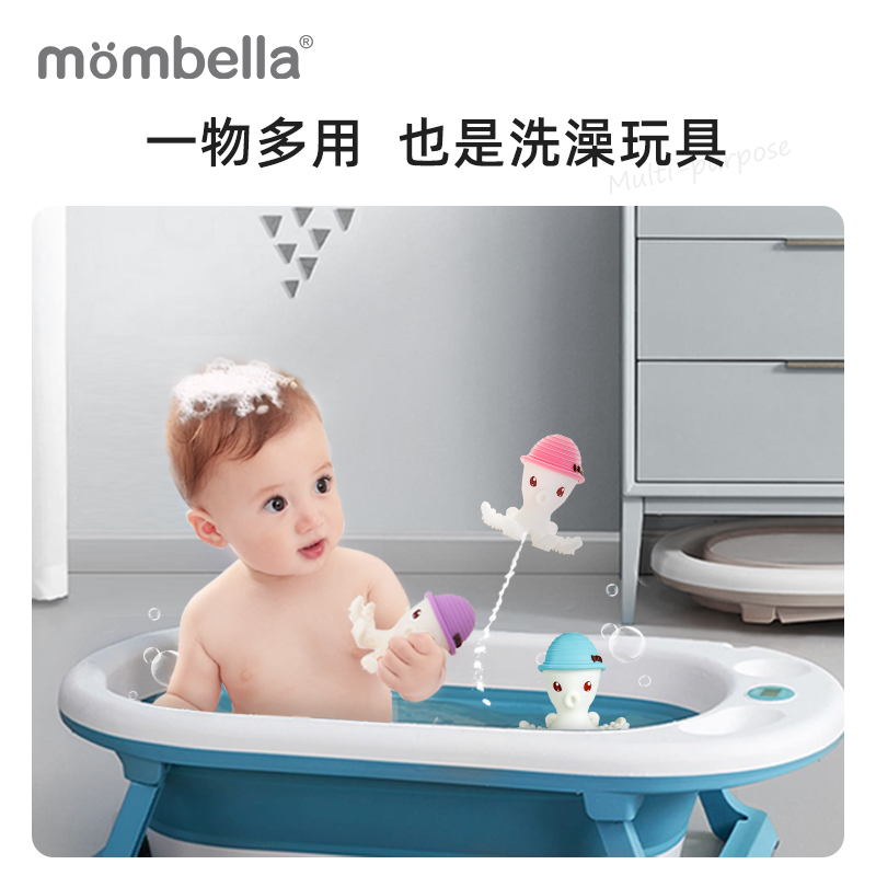 Mombella妈贝乐章鱼磨牙棒婴儿宝宝牙胶咬咬乐玩具可发声可水煮-图1