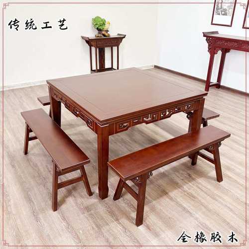 八仙桌实木方桌子客厅家用农村中堂老式实木餐桌饭店圆形正方形桌 - 图1