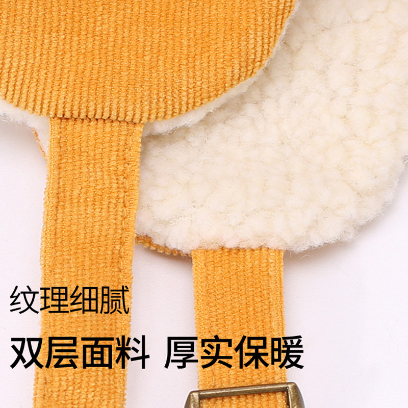 cacuss秋冬灯芯绒护耳大头围渔夫帽 cacusskids帽子