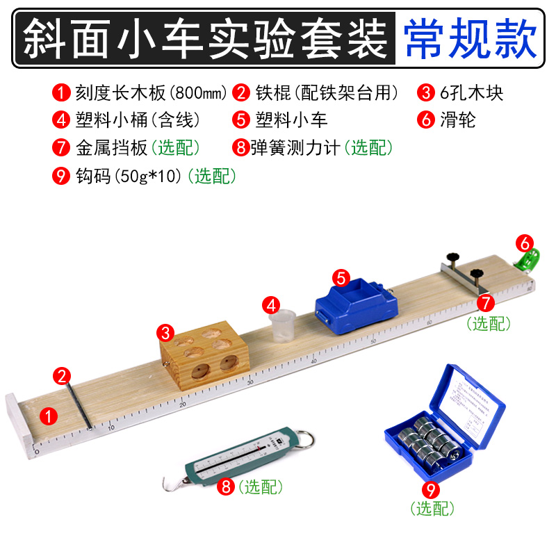 斜面小车全套装置新课标初中物理力学实验器材教学仪器带滑轮带刻度长木板测平均速度摩擦力影响因素橡胶棉布 - 图1