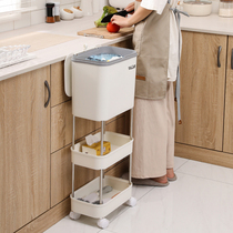 Trash Can Home Kitchen Plus High Special Shelf Removable Pulley Flap Double Layer Kitchen residual Large number classification cylinder