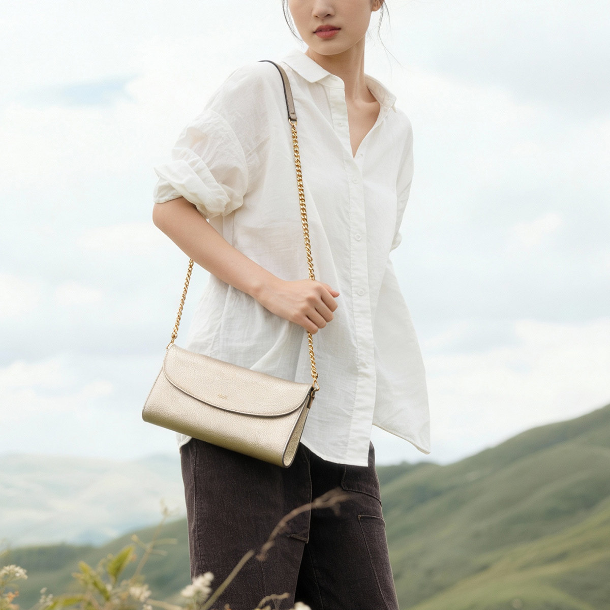 SADI链条包女软皮真皮单肩斜挎包大容量长款钱包高级质感手拿包女,淘宝优惠券,粉丝福利购,淘宝优惠卷