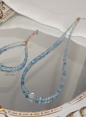 小众设计天然渐变色水晶项链手链