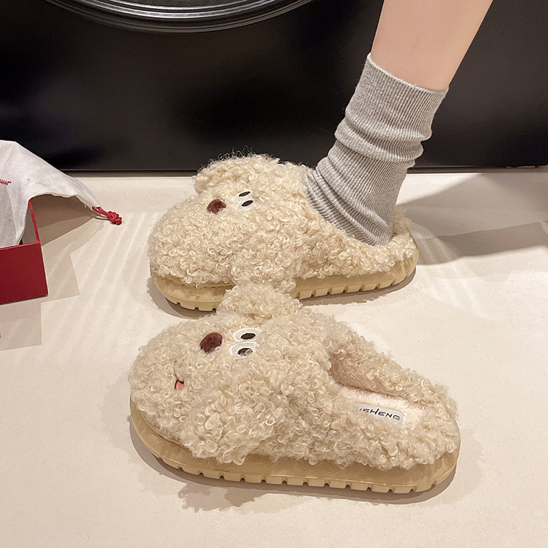 可爱小狗棉拖鞋女2025新款冬季外穿室内居家厚底包头保暖毛绒拖鞋,淘宝优惠券,粉丝福利购,淘宝优惠卷