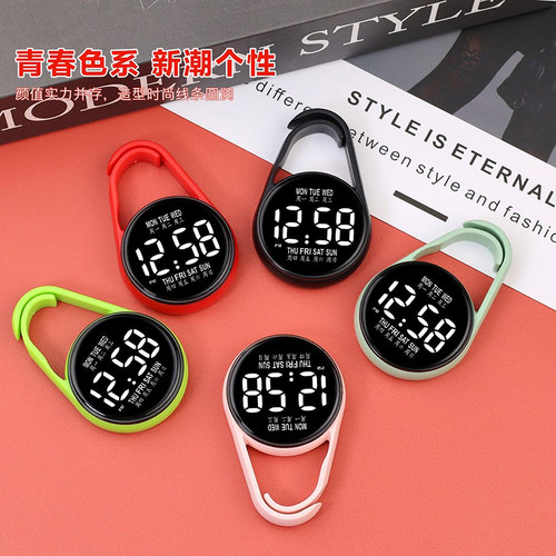 新款水滴钥匙挂表学生挂表韩版星期夜光ins森系便携考试电子怀表 - 图2