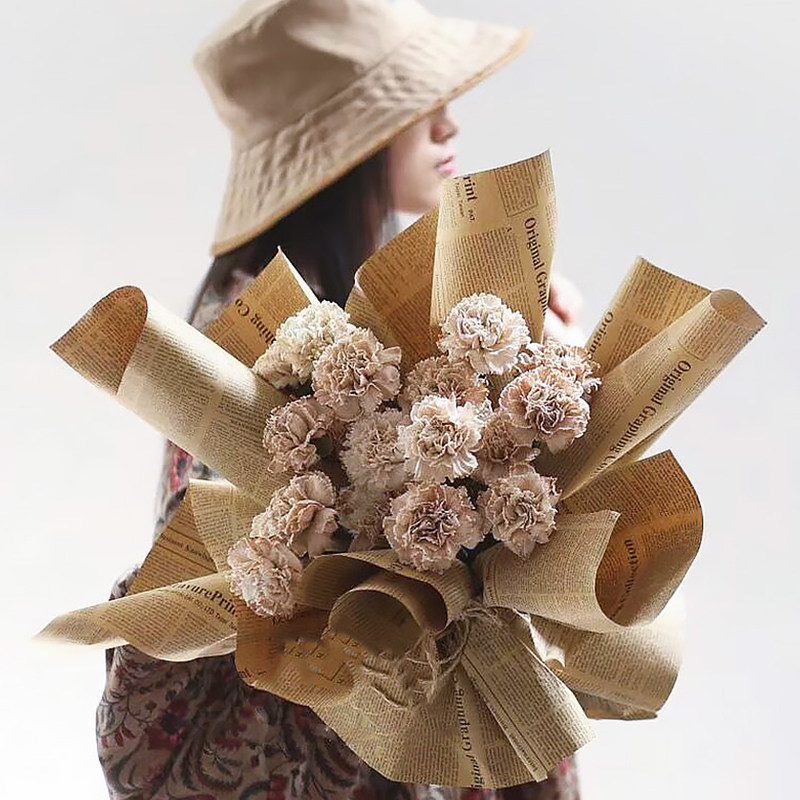 情人节520英文报纸花束包装纸包花礼物礼品材料花店复古牛皮纸,淘宝优惠券,粉丝福利购,淘宝优惠卷