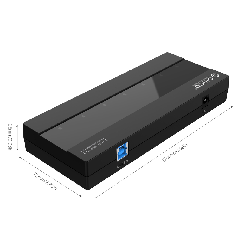 Orico/奥睿科 H727RK USB3.0分线器电脑多接口12v有源分接器7口带电源USB HUB集线器扩展器usb口转换器 - 图3