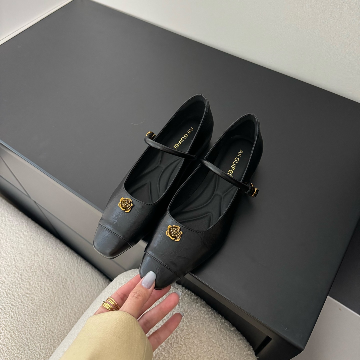 Aliguifei法式复古风玛丽珍鞋女内增高2.5cm浅口单鞋山茶花小皮鞋,淘宝优惠券,粉丝福利购,淘宝优惠卷