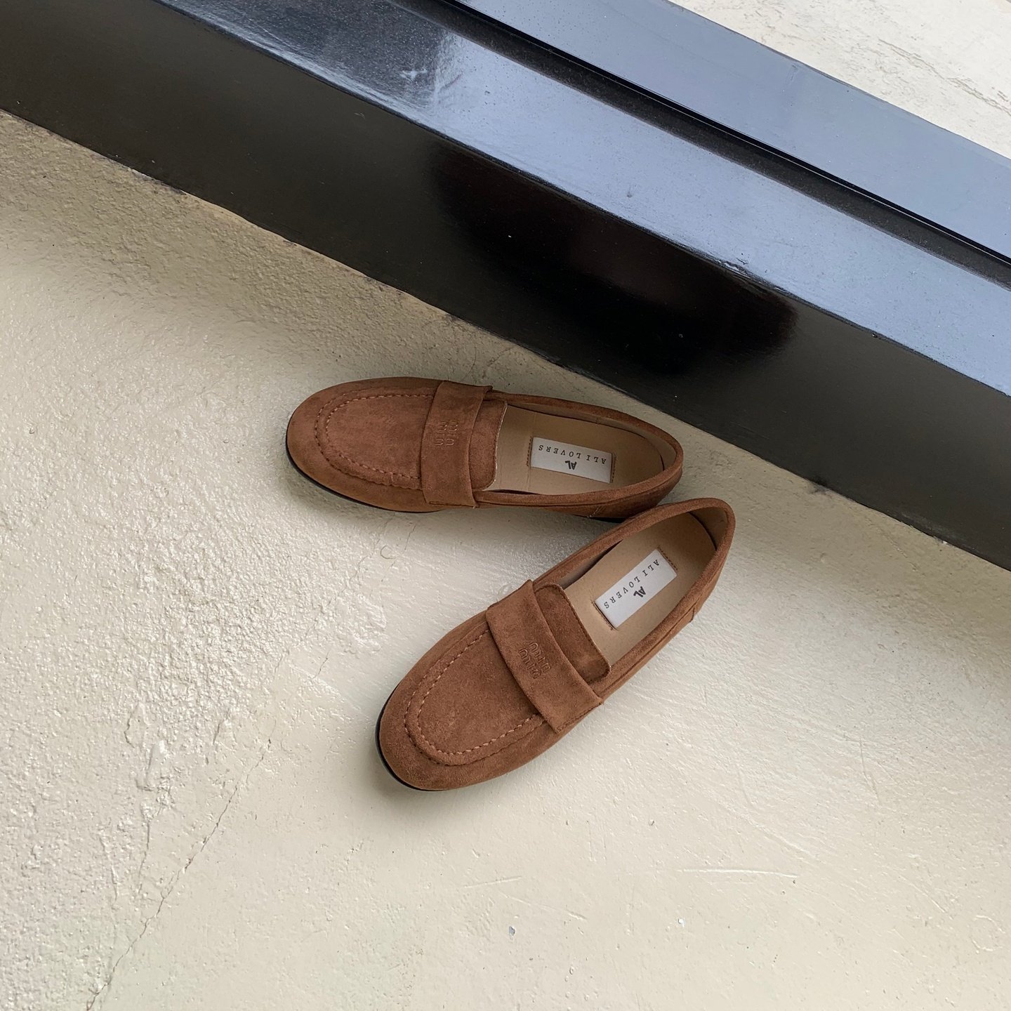 Ali Lover休闲风反绒皮乐福鞋女圆头一脚蹬百搭豆豆鞋懒人鞋通勤,淘宝优惠券,粉丝福利购,淘宝优惠卷