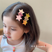 Pentagram bright shiny pink sequin cute baby Broken Hair edge clip Liu Haifa Card minimalist base matching hair accessories