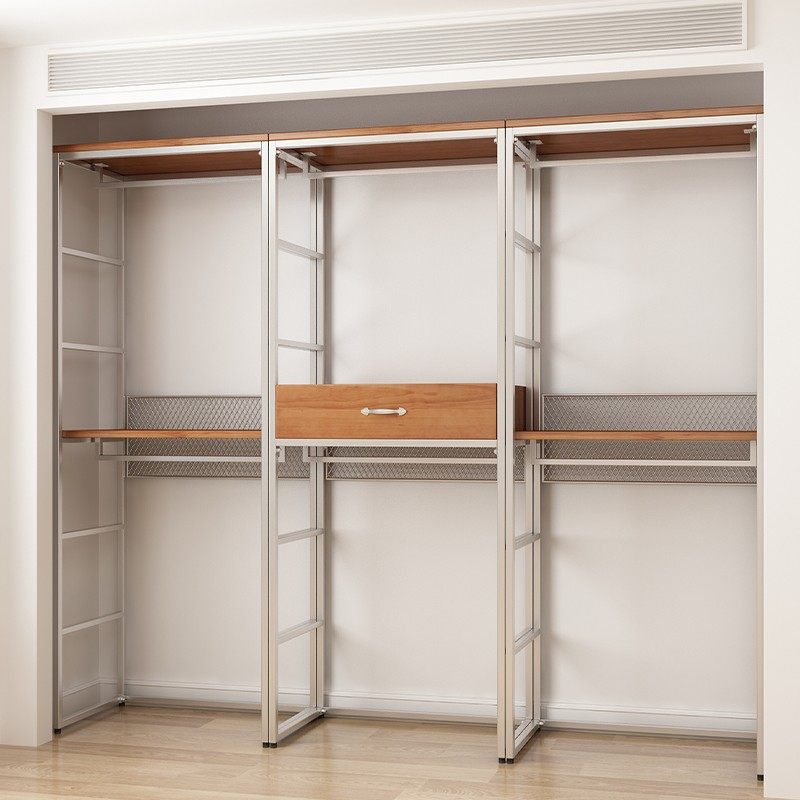 开放式金属衣柜砌墙卧室家用铁艺实木钢架结构定制衣帽间置物架,淘宝优惠券,粉丝福利购,淘宝优惠卷