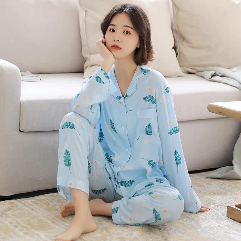 春夏可爱长袖翻领人造棉高贵睡衣 俞兆林优云睡衣/家居服套装