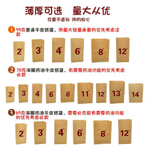 牛皮纸袋食品袋冰箱收纳面包打包袋子防油外卖吐司烘培包装袋定制 - 图2