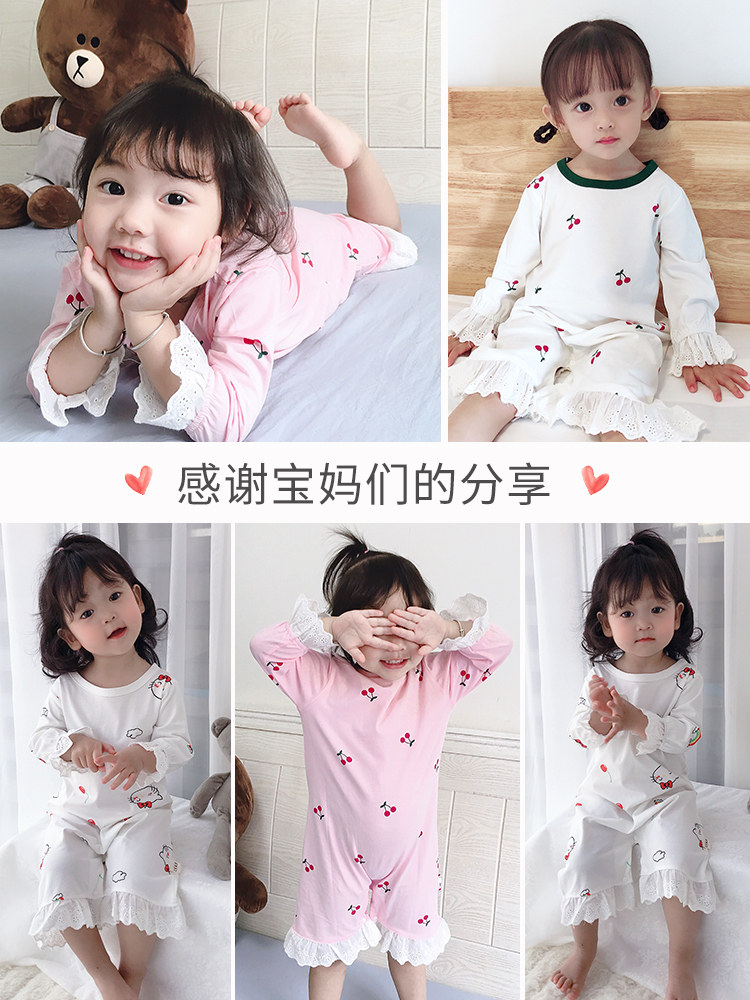 女童夏季棉质公主长袖连体秋装睡裙 婵率睡裙