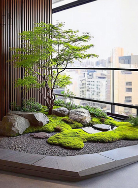 大型仿真绿植造景商场橱窗美陈装饰品办公室假花落地窗植物景观